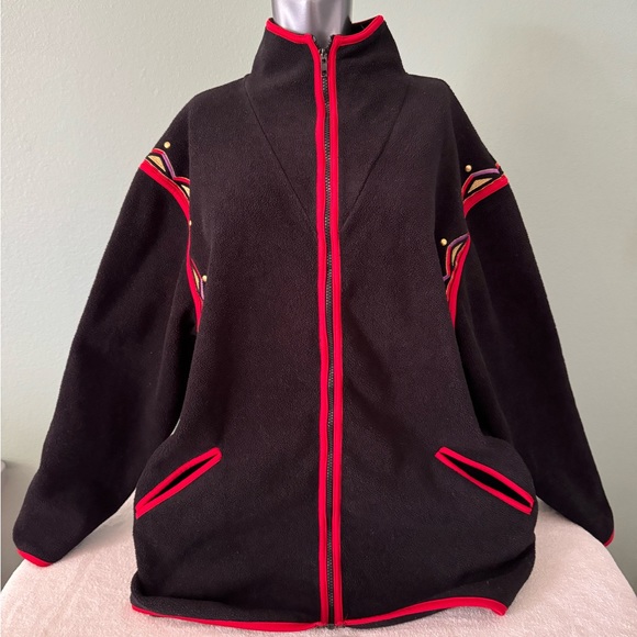 Vintage Bob MACKIE Wearable Art Fleece Jacket sz Lg - Picture 1 of 6